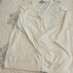 Loft 3/4 sleeve white cartigan